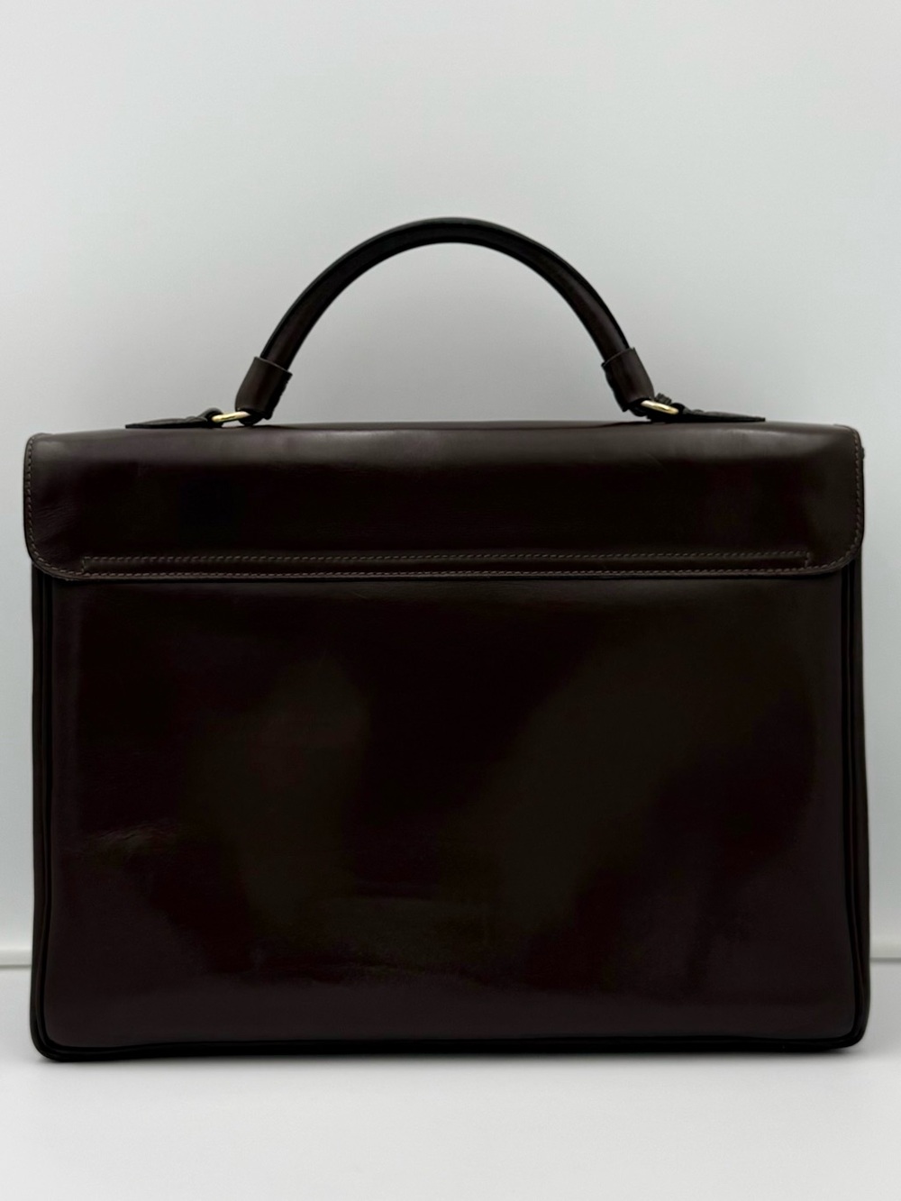 🇮🇹COLOMBO 1937 MILANO • Unisex Brown Box Calf 38 Bag (Kelly Sac à Dépêches Type) - Picture 6 of 16